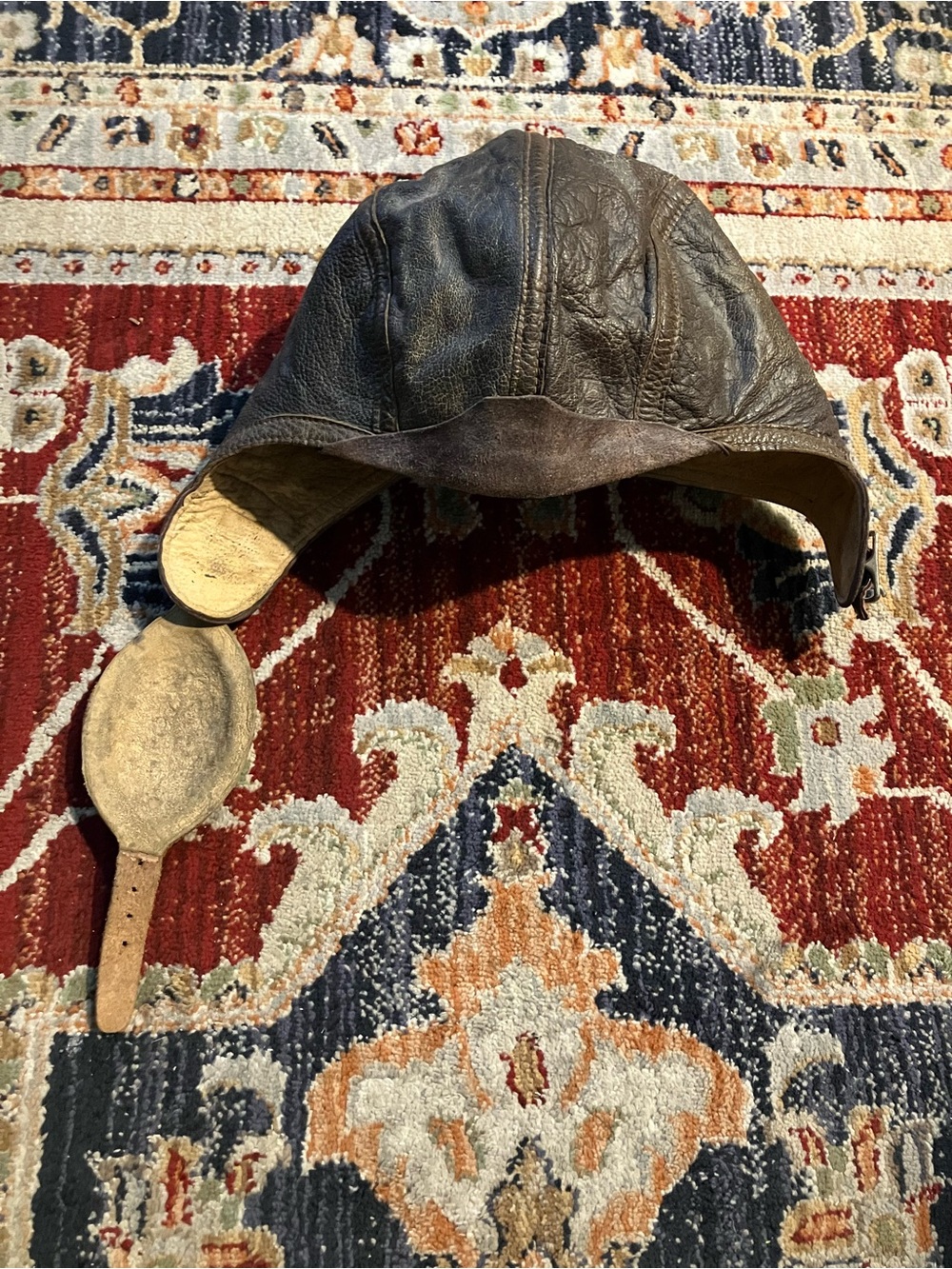 Vintage WW2 Era US Navy NAF-1092 Flight Leather Helmet